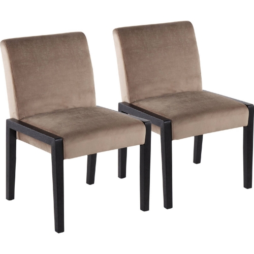 Carmen Dining Chair in Black Wood & Crushed Light Brown Velvet (Set of 2)